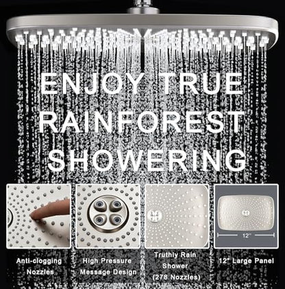 Rain Shower Head with Handheld Showerhead, Nickel 1.75GPM 460311 - Image 2