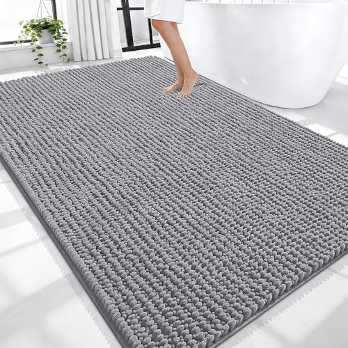 OLANLY Thick Chenille Large Bathroom Rugs 70x46, Absorbent Bath Mat by OLANLY