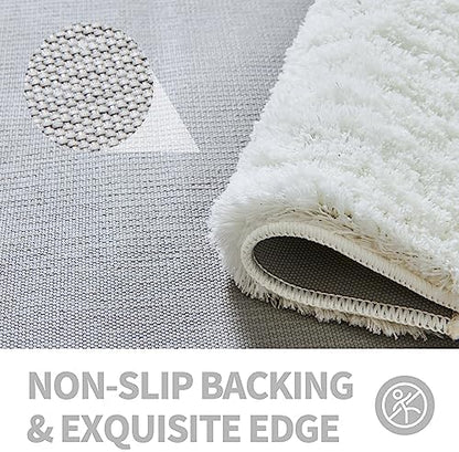 CozeCube 32"x20" White Non Slip Microfiber Bathroom Rug Washable - Image 4
