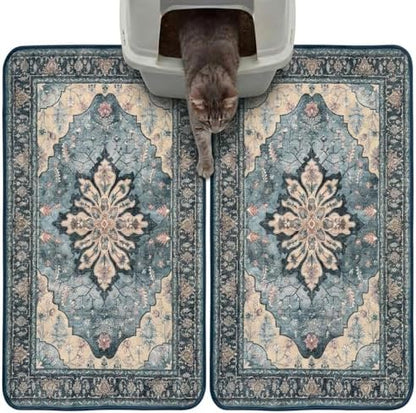Hompet Cat Litter Mat 2 Pack, 18x28 Machine Washable Trapping Mats by Hompet