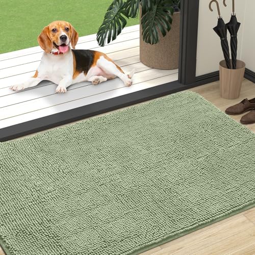 OLANLY Dog Door Mat for Muddy Paws 47x32, Super Absorbent Chenille Mud Mat by OLANLY