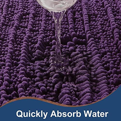 Luxury Chenille Plum Bathroom Rugs Sets 2 Piece, Thickened Hot Melt Rubber - Image 4