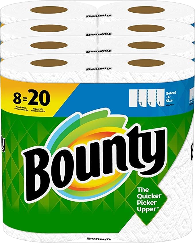 Bounty Select-A-Size Paper Towels, 8 Double Plus Rolls = 20 Regular Rolls by Bounty