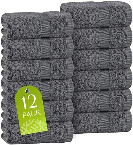 Wealuxe Dark Gray Washcloths by WhiteClassic