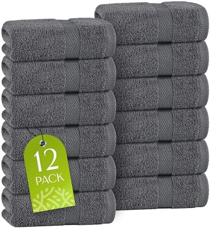 Wealuxe Dark Gray Washcloths by WhiteClassic