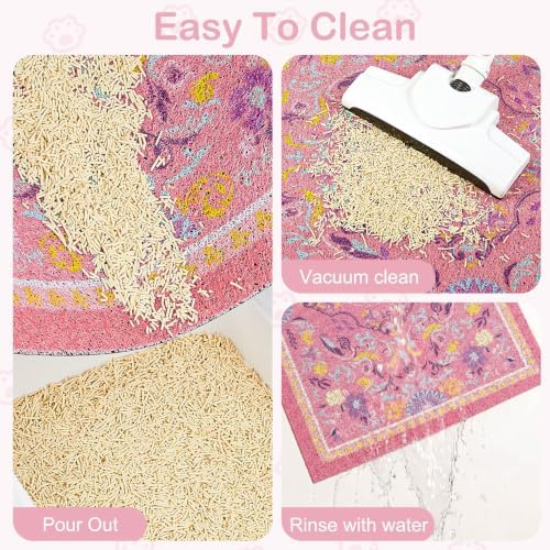 Glittme Cat Litter Mat with Non-Slip Bottom Litter Box Mat 33"X22" Litter - Image 3