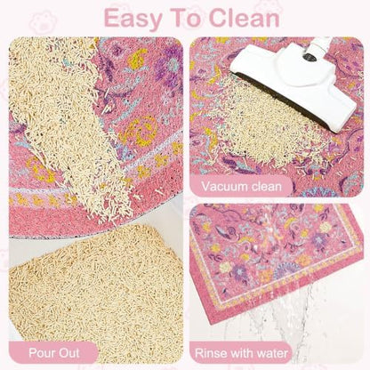 Glittme Cat Litter Mat with Non-Slip Bottom Litter Box Mat 33"X22" Litter - Image 3