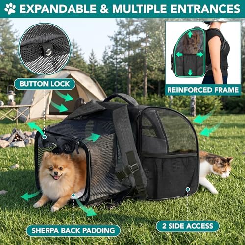 PetAmi Expandable Dog Cat Backpack Carrier, Airline Approved, Dark Gray - Image 3