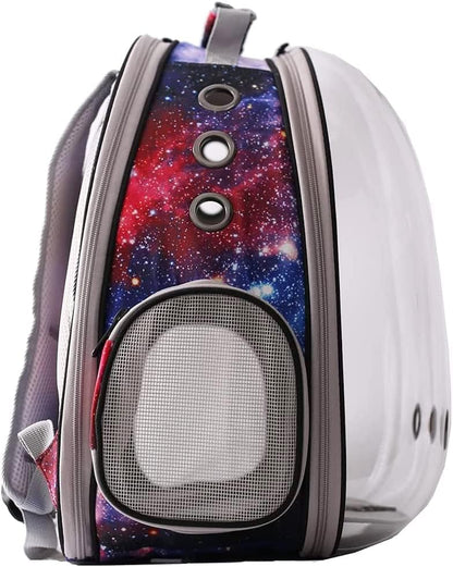 Galaxy Blue Cat Bubble Backpack, Back Extension Space Capsule Astronaut Clear - Image 4