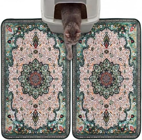 Hompet Cat Litter Mat 2 Pack, 18x28 Machine Washable Trapping Mats by Hompet