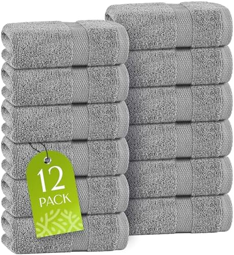 Wealuxe Light Gray Washcloths by WhiteClassic