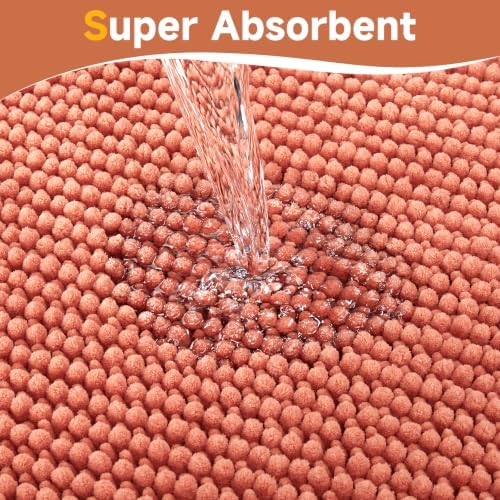 Ophanie Orange Bathroom Rugs 24x17, Soft Chenille Bath Mat, Non Slip Absorbent - Image 5