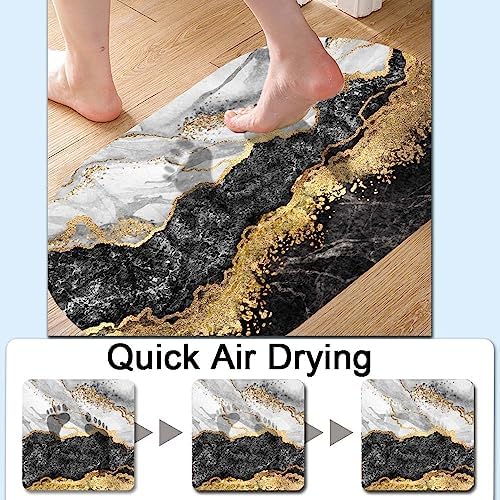 Black White Gray Gold Marble Super Absorbent Quick-Drying Bathroom Mat Rug - Image 5