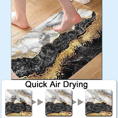 Black White Gray Gold Marble Super Absorbent Quick-Drying Bathroom Mat Rug - Image 5