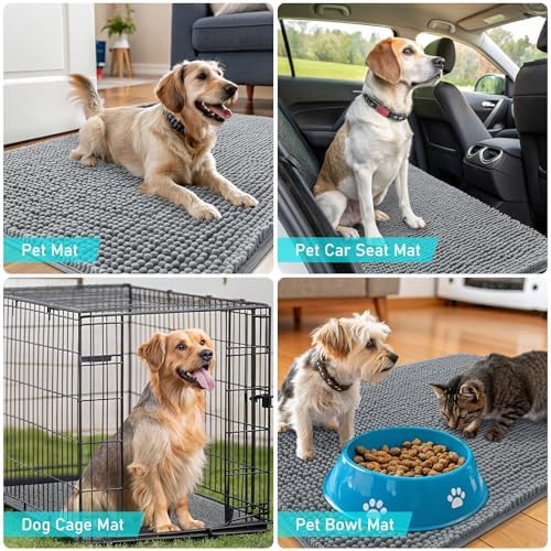 OLANLY Dog Door Mat for Muddy Paws 44x24, Super Absorbent Chenille Mud Mat - Image 7