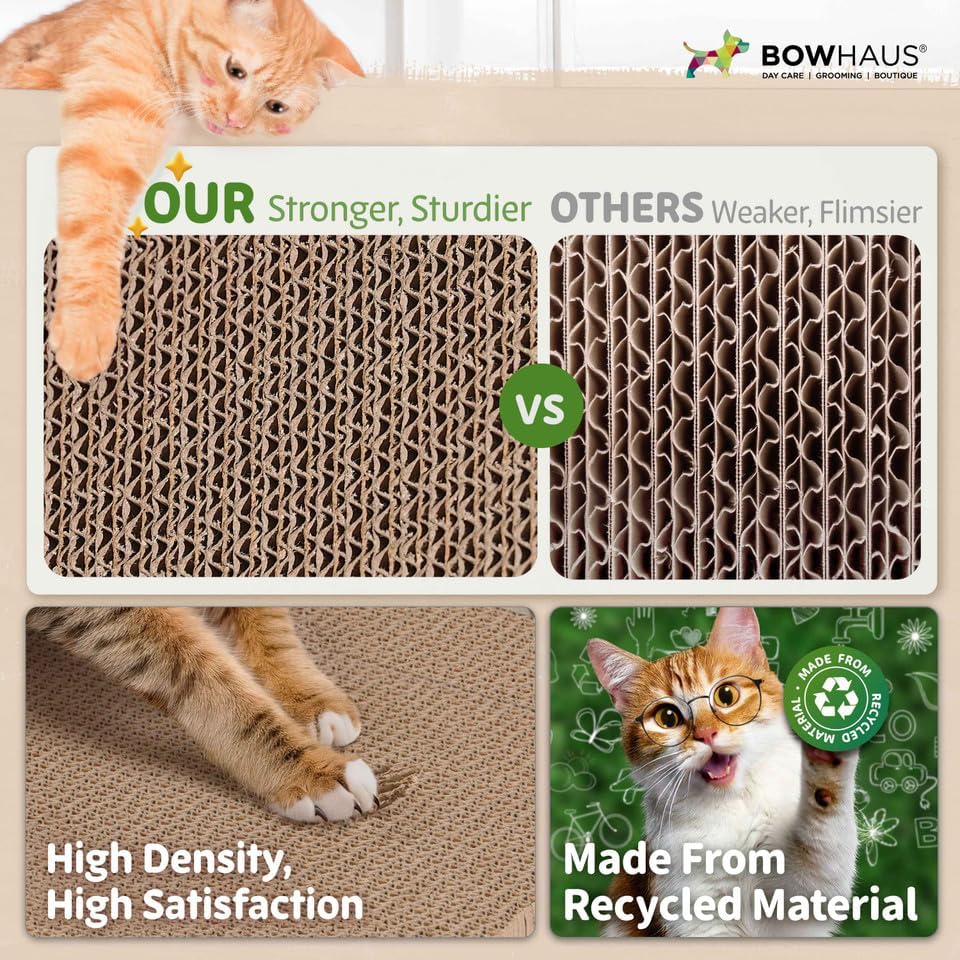 BOWHAUS Round Cat Scratcher Bed, Cardboard Scratch Pad Lounge, Reversible - Image 5