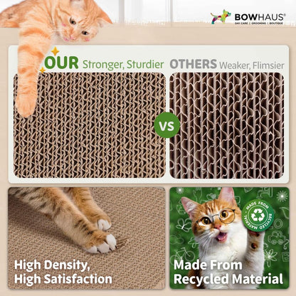 BOWHAUS Round Cat Scratcher Bed, Cardboard Scratch Pad Lounge, Reversible - Image 5